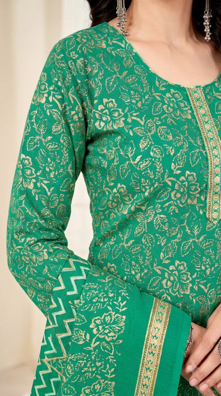 Emerald Green Floral Patiala Suit — House of Kapasa