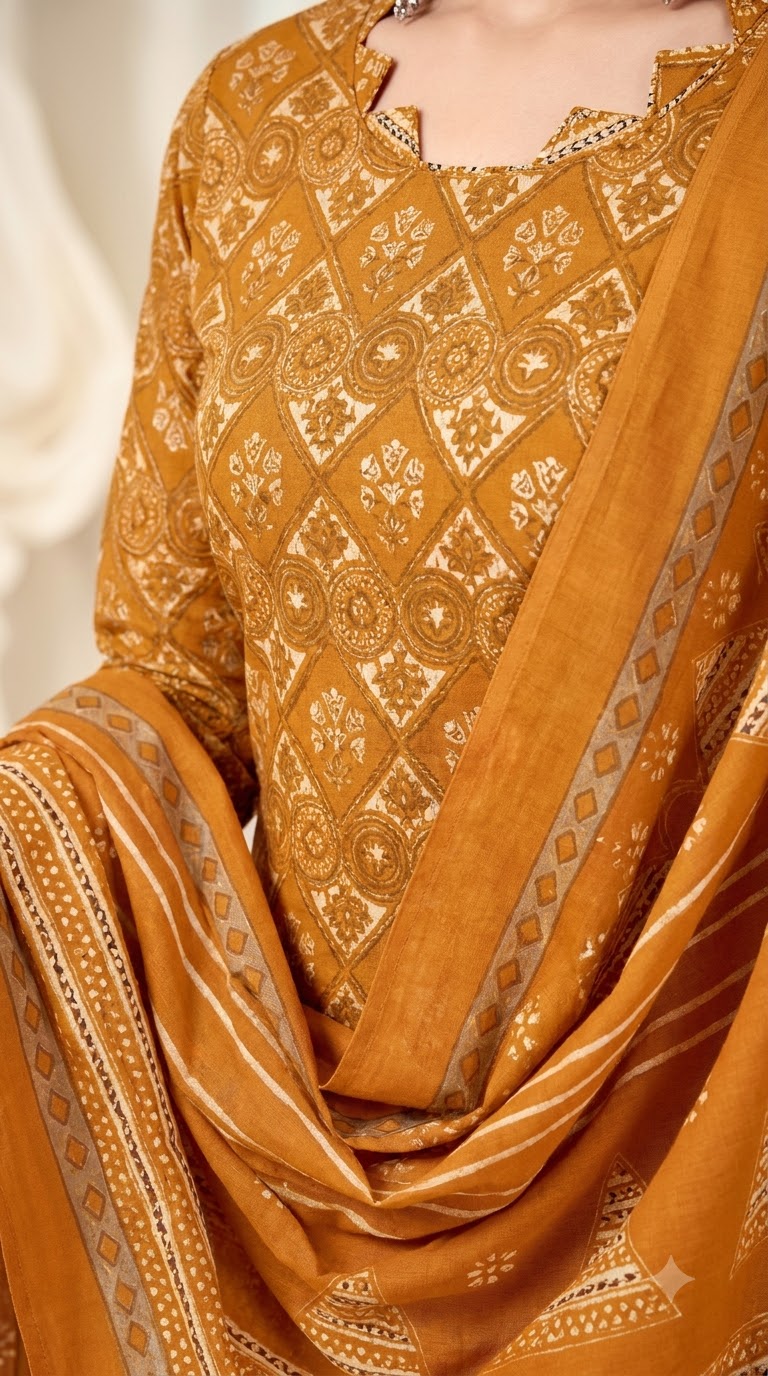 Mustard Yellow Bandhani Patiala Suit — House of Kapasa