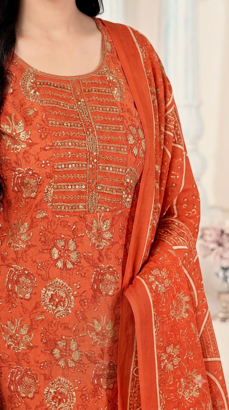 Rust Orange Patiala Suit — House of Kapasa