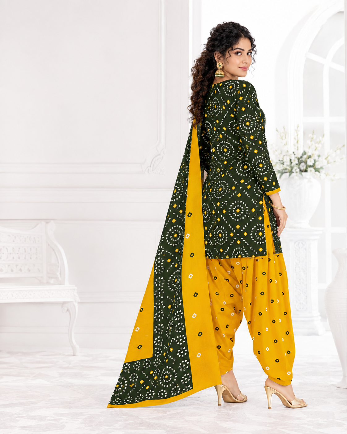 Zaira Green &amp; Gold Patiala Suit