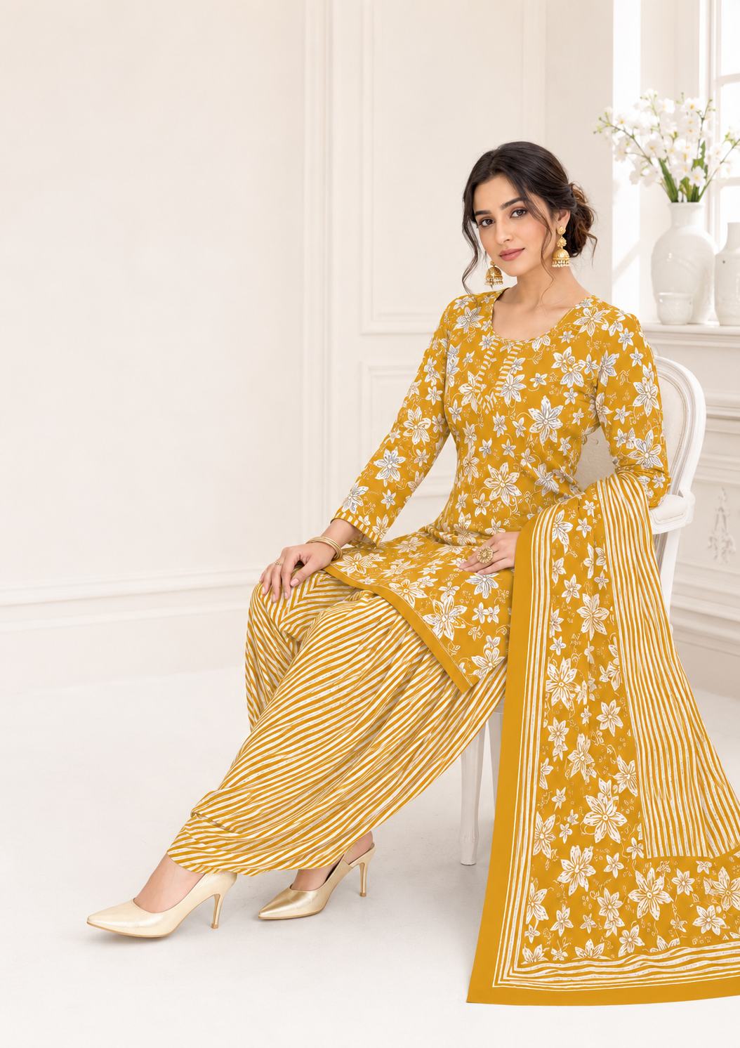 Suhana Sunflower Mustard Patiala Suit