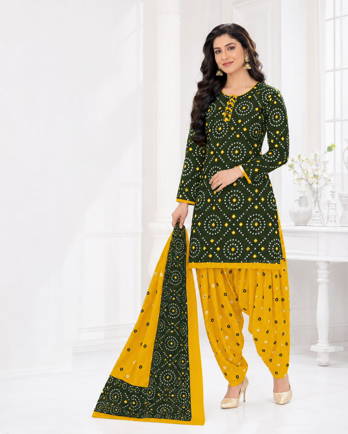 Zaira Green &amp; Gold Patiala Suit