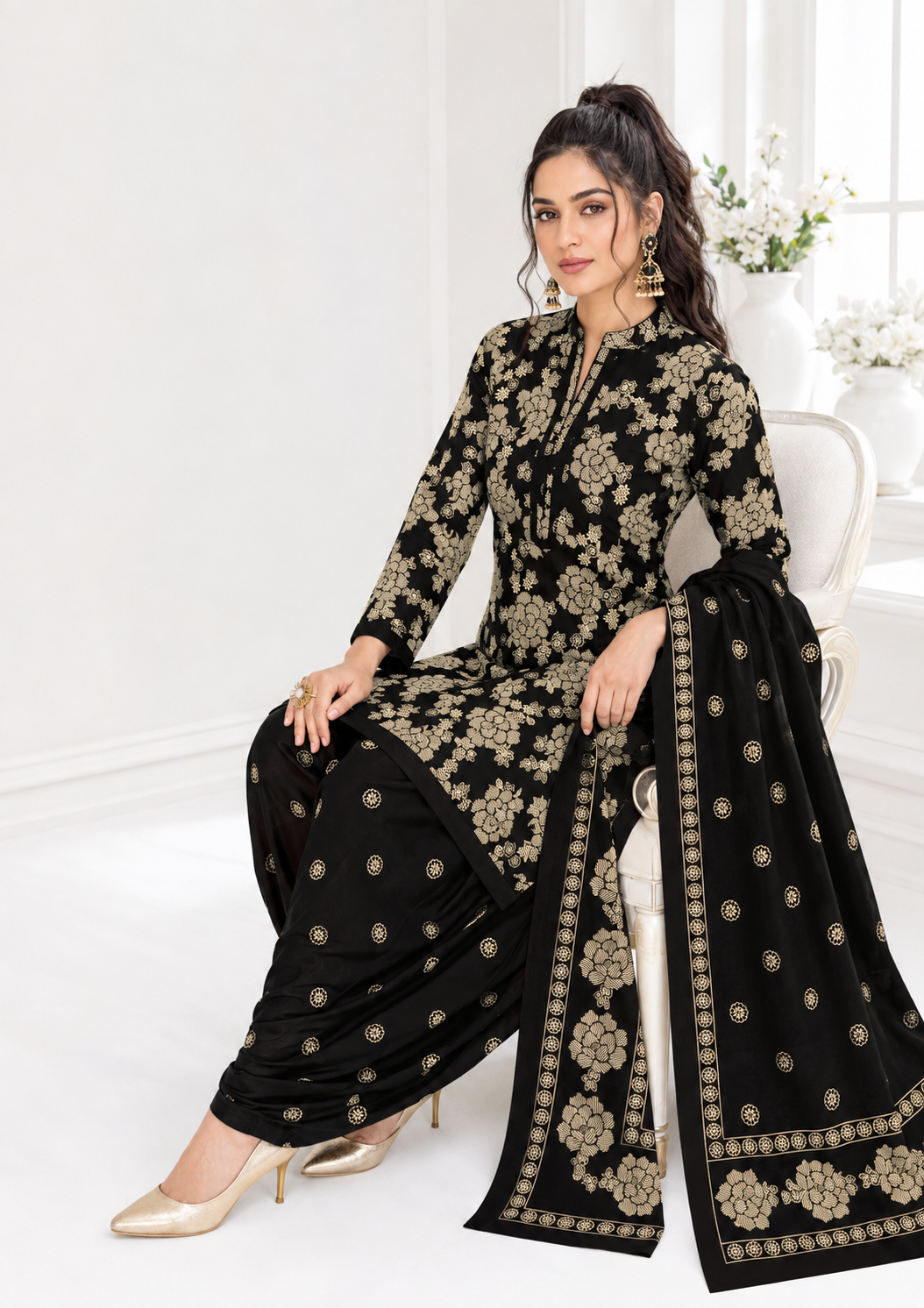 Noor Noir &amp; Gold Patiala Suit