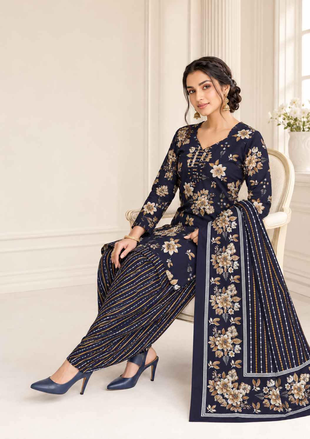 Anaya Midnight Navy Patiala Suit