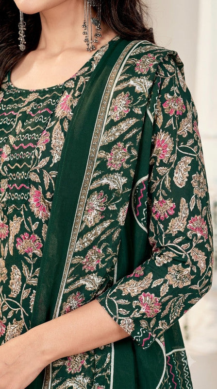 Forest Green Floral Patiala Suit — House of Kapasa
