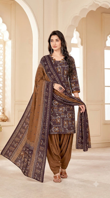 Brown Bandhani Patiala Suit — House of Kapasa