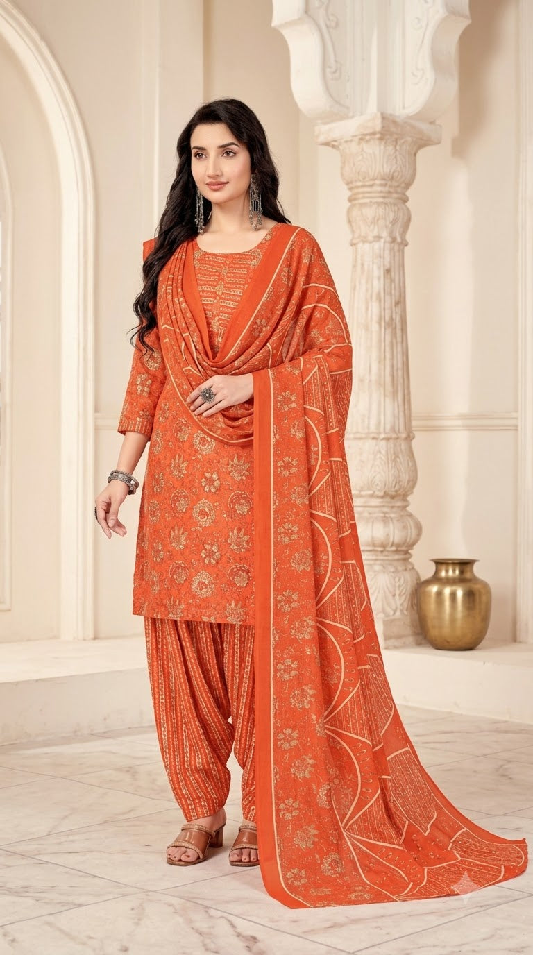 Rust Orange Patiala Suit — House of Kapasa