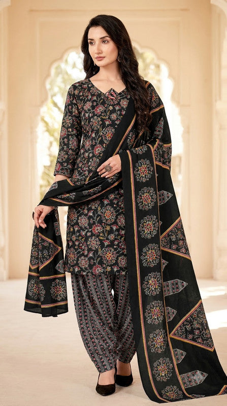 Bottle Green Floral Patiala Suit — House of Kapasa