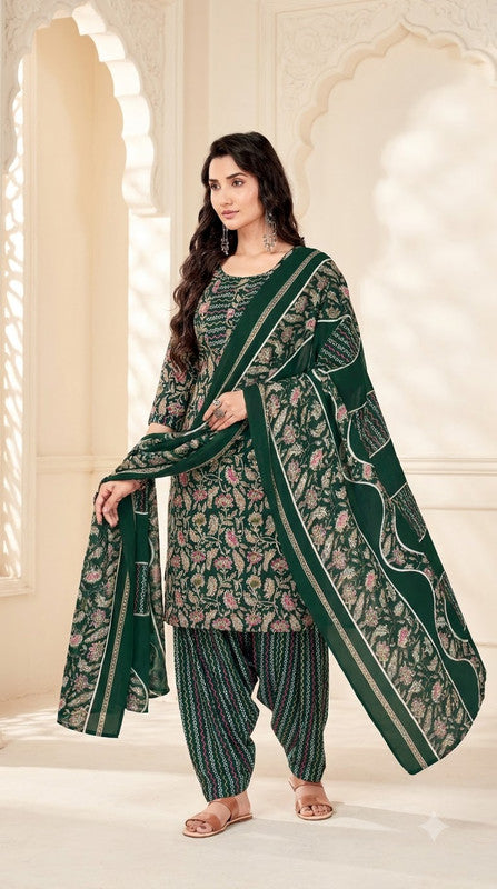 Forest Green Floral Patiala Suit — House of Kapasa