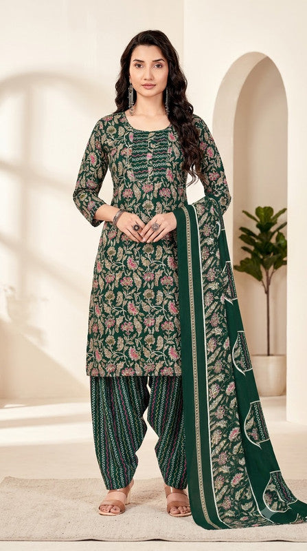 Forest Green Floral Patiala Suit — House of Kapasa