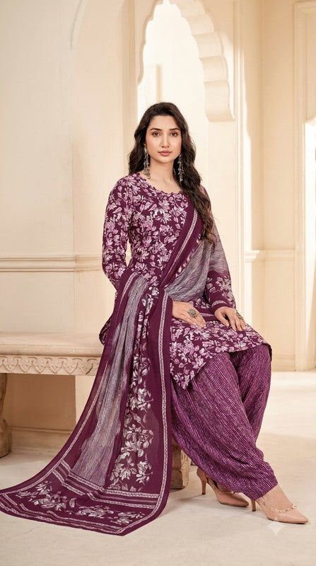 Wine Bandhani Patiala Suit — House of Kapasa