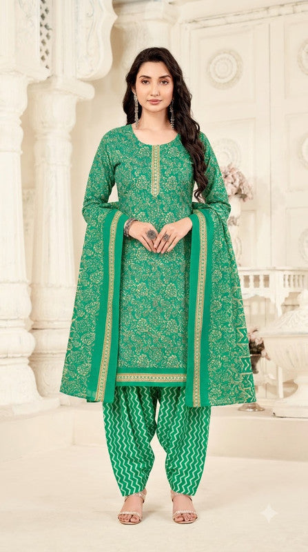 Emerald Green Floral Patiala Suit — House of Kapasa