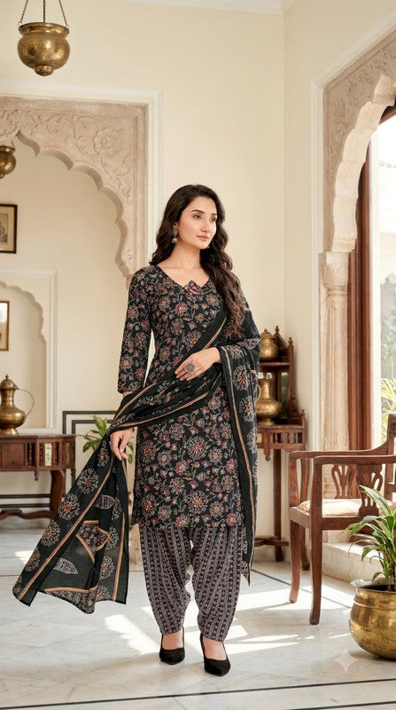 Bottle Green Floral Patiala Suit — House of Kapasa