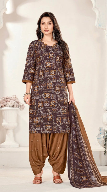 Brown Bandhani Patiala Suit — House of Kapasa