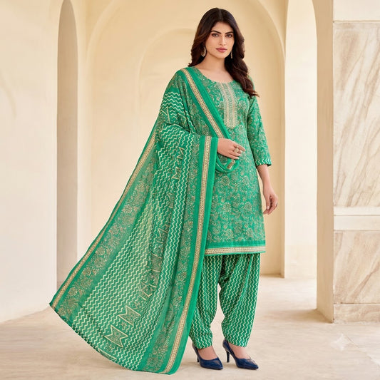 Emerald Floral Embroidered Patiala Suit — House of Kapasa