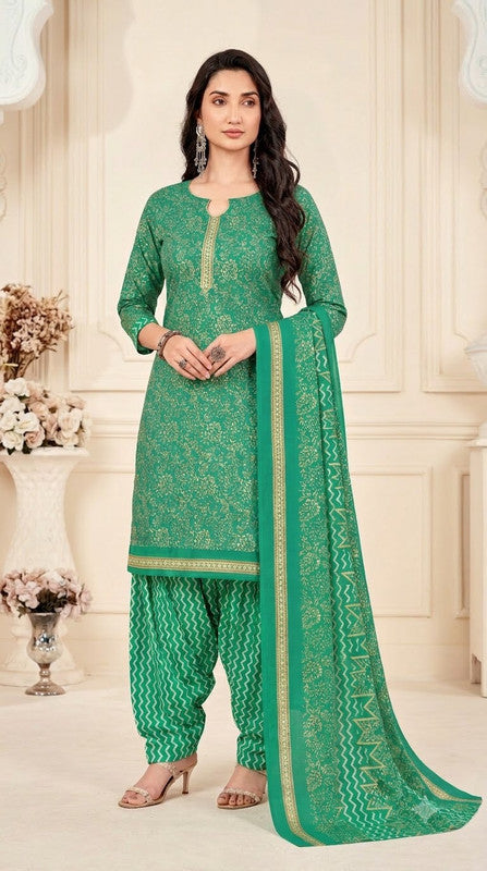 Emerald Green Floral Patiala Suit — House of Kapasa
