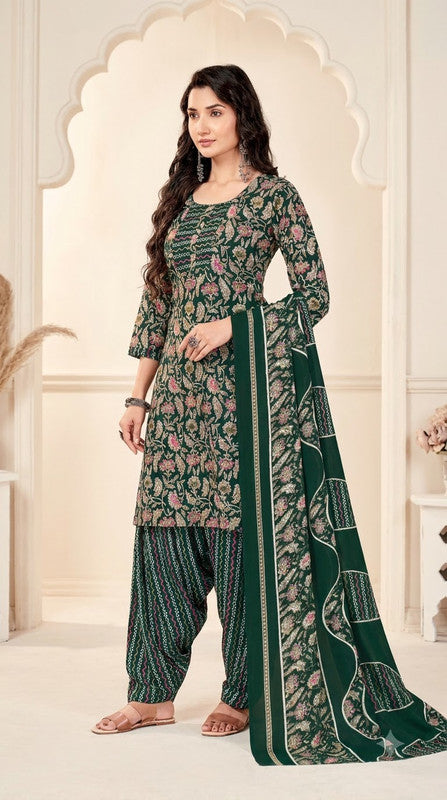 Forest Green Floral Patiala Suit — House of Kapasa