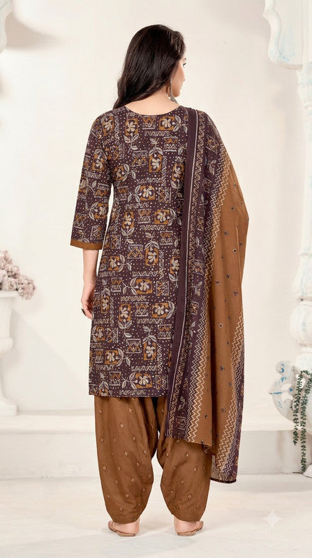 Brown Bandhani Patiala Suit — House of Kapasa