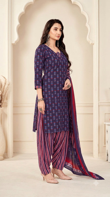 Purple Booti Print Patiala Suit — House of Kapasa
