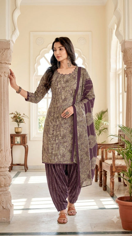 Rust Bandhani Patiala Suit with Teal Dupatta — House of Kapasa