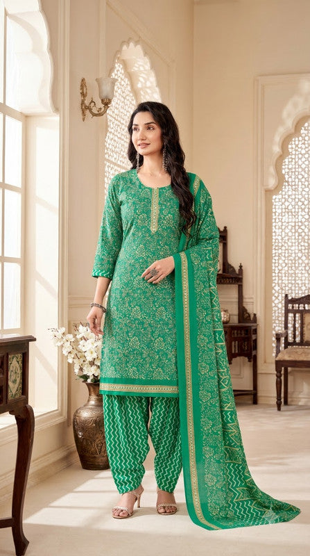Emerald Green Floral Patiala Suit — House of Kapasa