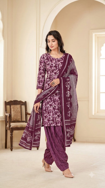 Wine Bandhani Patiala Suit — House of Kapasa