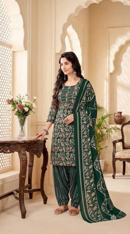 Forest Green Floral Patiala Suit — House of Kapasa