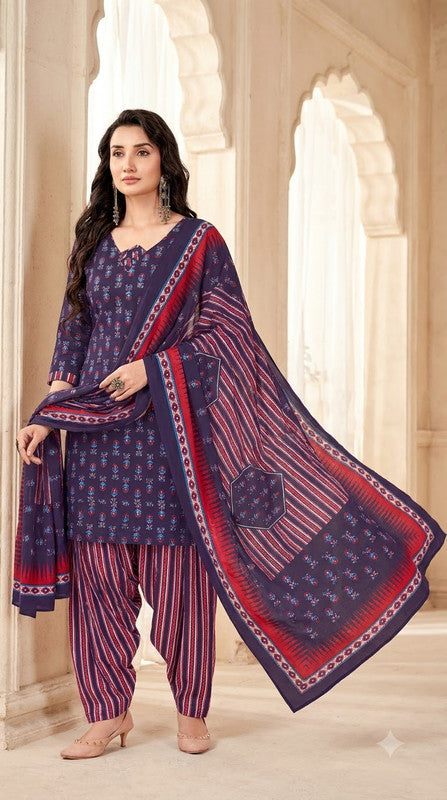 Purple Booti Print Patiala Suit — House of Kapasa