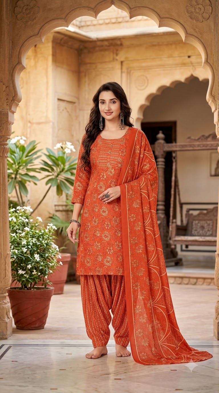 Rust Orange Patiala Suit — House of Kapasa
